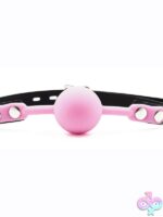 Pink silicone comfort ball gag with PVC strap by S&G Pleasure
