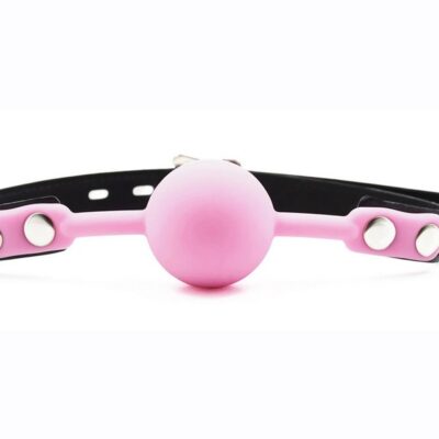 Pink silicone comfort ball gag with PVC strap by S&G Pleasure