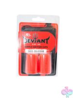 Red and black silicone nipple suction cups with leather storage pouch by Si Novelties