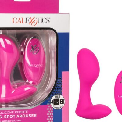 Curved pink silicone remote G-spot arouser with wireless controller by California Exotic Novelties