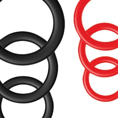 Red black silicone ring pack six sizes by Nasstoys