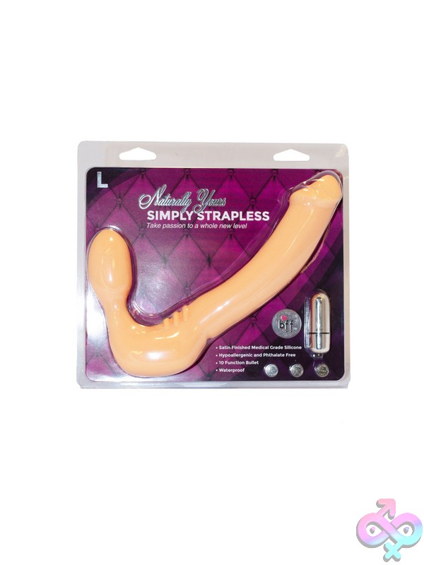 Discreet-Toys-Simply-Strapless-Large-Vanilla-Nu-Si-62420 Large Harness-Free Strapless Strap-On In Beige With Vibrating Bullet By Si Novelties