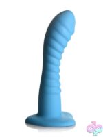 Simply Sweet Ribbed Silicone Dildo – Blue - Image 2