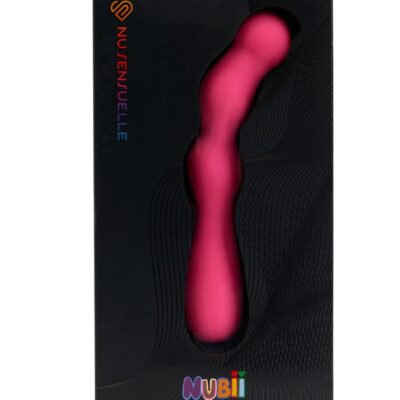 Bendable pink silicone G-spot vibe with hinge and satin pouch by Nu Sensuelle