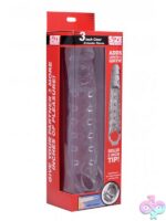 Clear textured penis extender sleeve with realistic veining and bold head by Size Matters