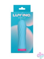Twisted compact bullet vibrator in sky blue by Luv Inc with 10 vibration frequencies and waterproof design