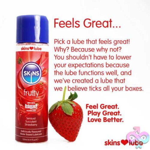 Skins Strawberry Water Based Lubricant 4.4Oz - Image 3