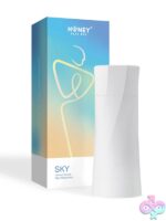 White Sky blowjob machine stroker with dual vibrating bullets and air-suction sleeve by Honey Play Box