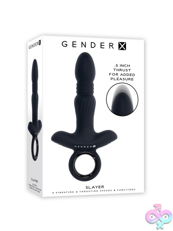 Discreet-Toys-Slayer-Nu-Gx-Rs-4103-2 Slayer Large Thrusting Anal Vibrator In Black Silicone By Gender X