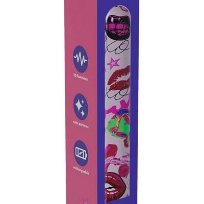 Powder pink silicone bullet vibrator with chain and star accents by Shots Toys