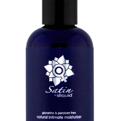 Naturals Satin intimate moisturizer by Sliquid — water-based lubricant in dark glass bottle dispenser