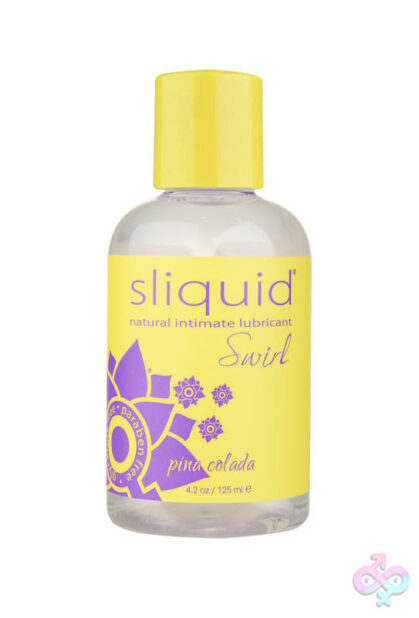 Naturals Swirl Pina Colada flavored water-based lubricant by Sliquid 4.2 fl oz bottle