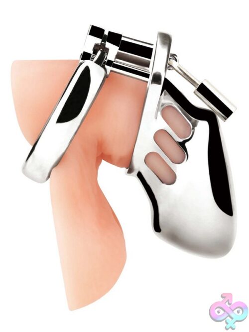 Small Stainless Steel Chastity Cage – White - Image 2
