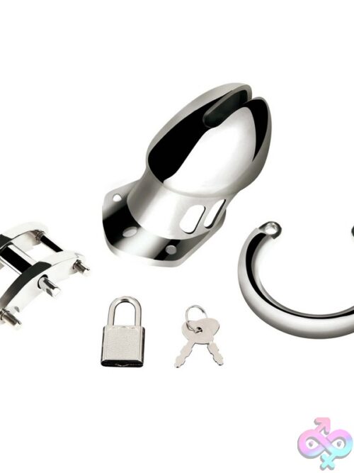 Small Stainless Steel Chastity Cage – White - Image 3