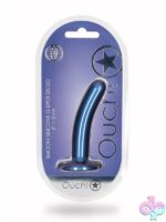 Smooth 5-inch metallic silicone g-spot dildo with suction cup base in blue and purple