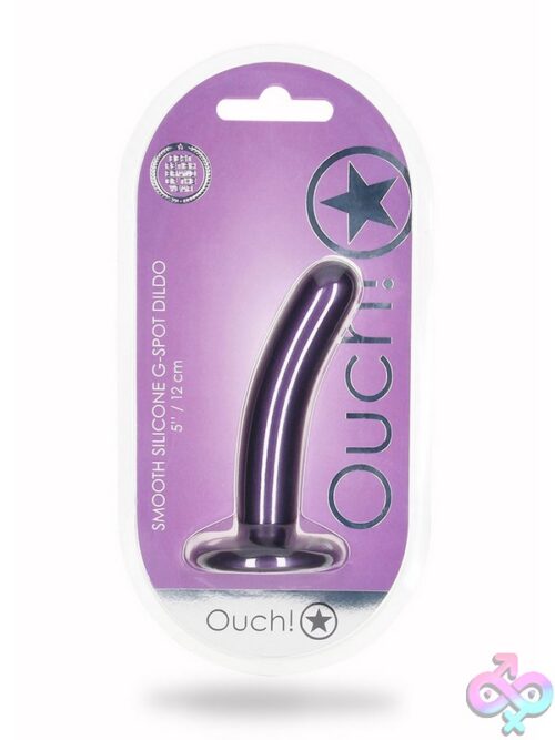 Smooth 5-Inch Metallic Silicone G-Spot Dildo With Suction Cup Base In Blue And Purple