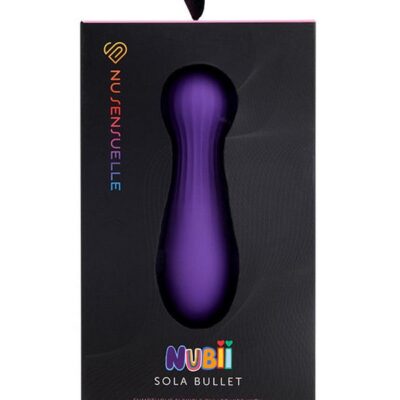 Nu Sensuelle Sola Nubii flexible pear-shaped bullet vibrator in pink and purple
