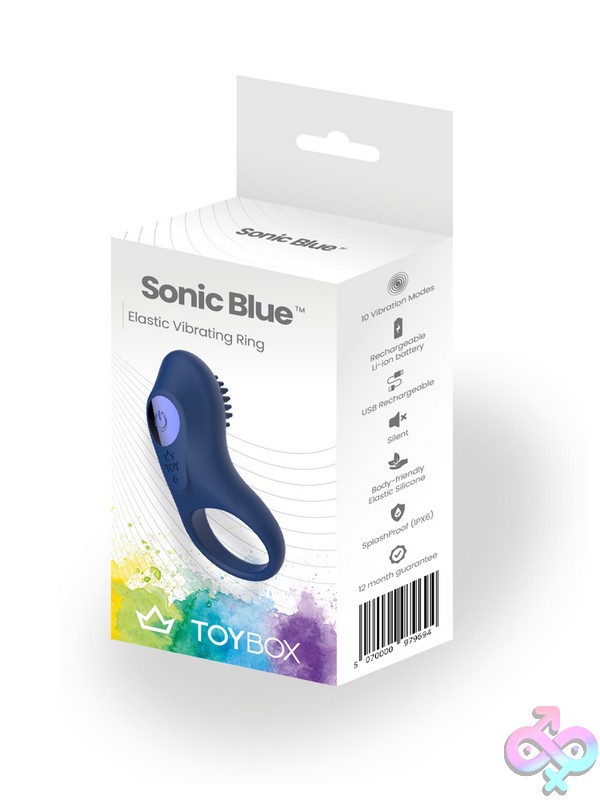 Discreet-Toys-Sonic-Blue-Vibrating-Ring-Nu-Cf-Sbvr Sonic Blue Vibrating Couples Ring In Body-Safe Silicone By California Fantasies