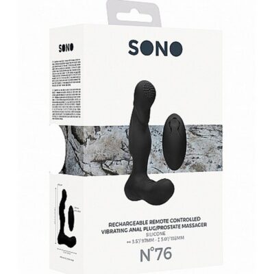 Vibrating anal plug and prostate massager in black medical-grade silicone by Shots Toys