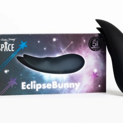 Space Eclipse Bunny dual-stimulation rabbit vibrator in black silicone by Our Erotic Journey