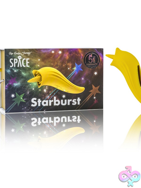 Discreet-Toys-Space-Starburst-Yellow-Nu-Sg-Sp-D014 Textured Pulsating Yellow Silicone Vibrator By Our Erotic Journey