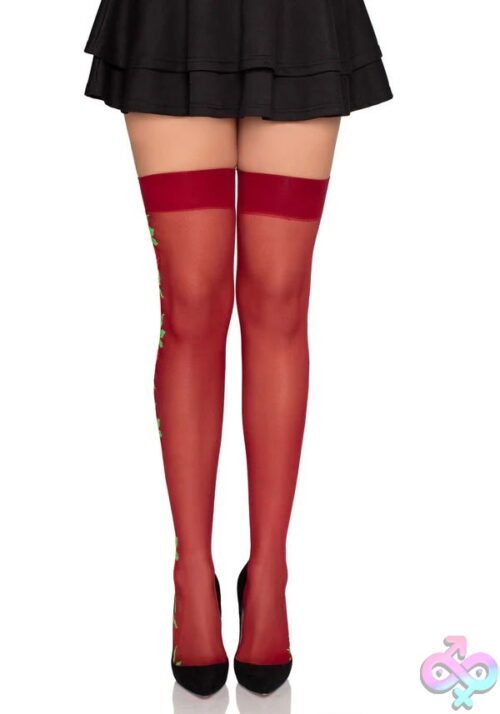 Spandex Thigh Highs With Roses - Image 3