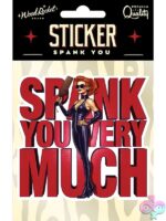Spank You Very Much black vinyl waterproof sticker by Wood Rocket