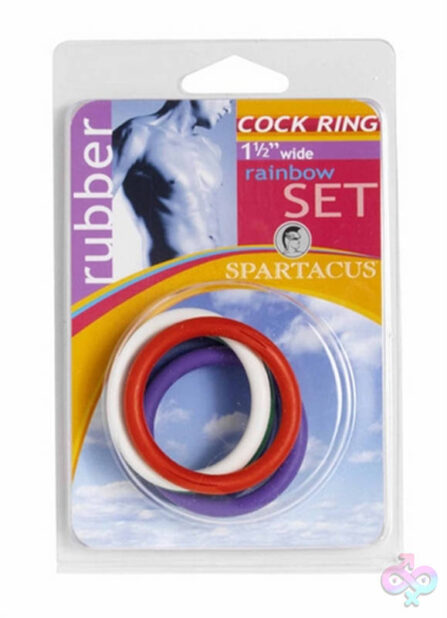 Rubber C Ring Set 1 5 Inches Rainbow by Spartacus — 4-pack multi-color cock rings