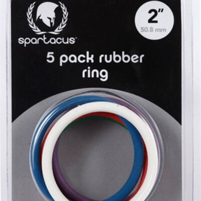Rubber Cock Ring 5 Pack 2 Inches Rainbow by Spartacus — multi-color erection ring set