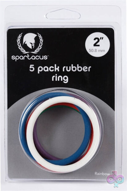 Rubber Cock Ring 5 Pack 2 Inches Rainbow by Spartacus — multi-color erection ring set