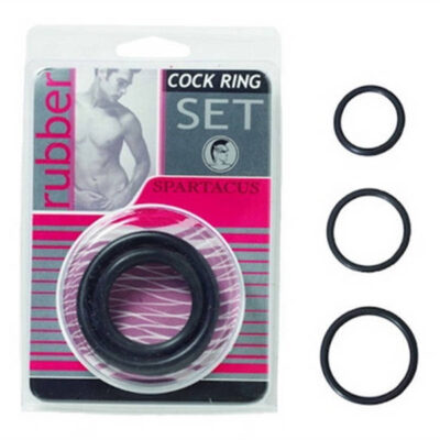 Rubber Cock Ring Set Black by Spartacus — 3-ring phthalate-free set