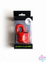 Sport Fucker Baller Ring TPE cock ring and ball stretcher combo in black, blue, and red