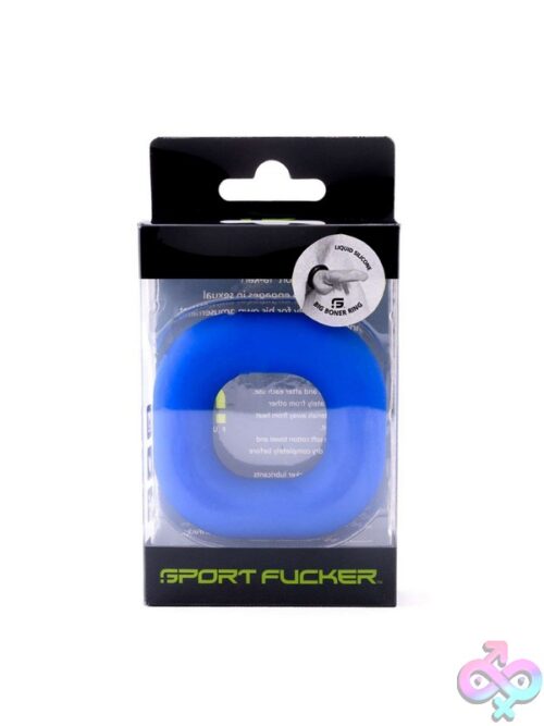 Sport Fucker Big Boner Ring In Black And Blue Liquid Silicone On Neutral Background