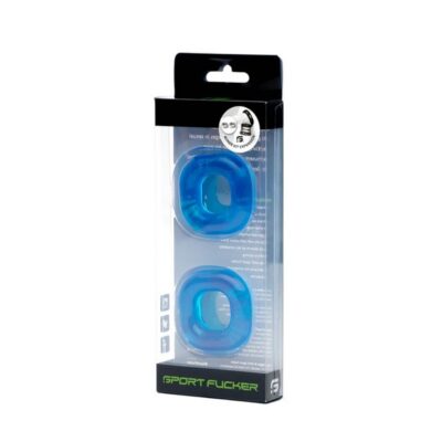Ice blue TPE stackable square donut cock ring expansion pack by 665 Leather