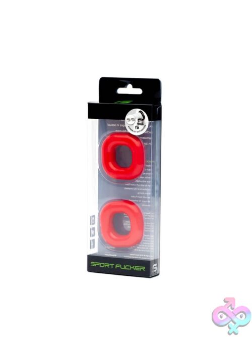 Sport Fucker Boner Expansion Pack Square Donut Cock Rings In Black And Red On Neutral Background