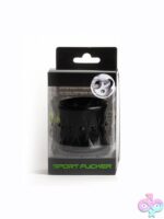 Sport Fucker Deep Stack Ball Stretcher in four colors — black, blue, clear, and red — reversible TPE design