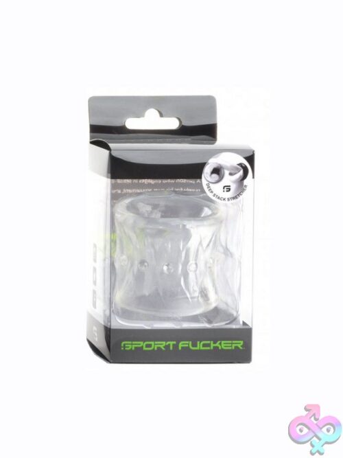 Sport Fucker Deep Stack Ball Stretcher In Four Colors — Black, Blue, Clear, And Red — Reversible Tpe Design