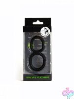 Sport Fucker Enigma Ring in black liquid silicone on neutral background