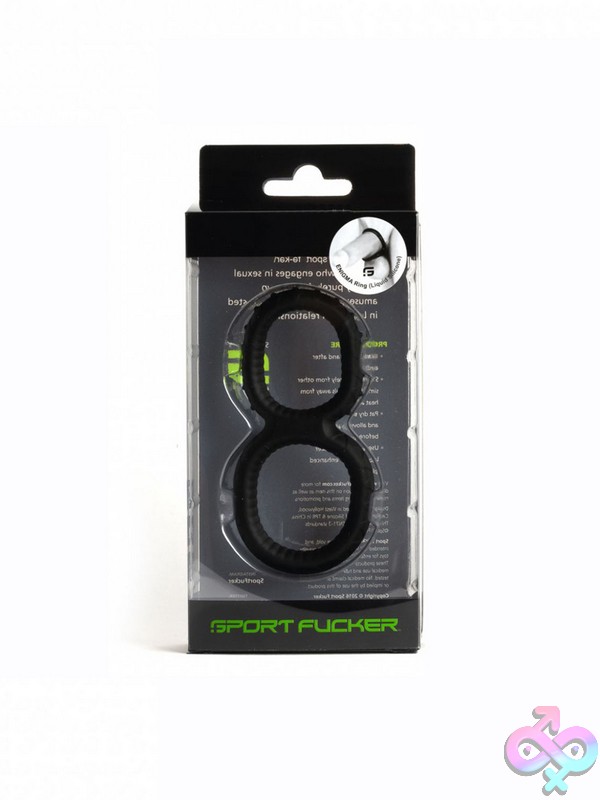 Discreet-Toys-Sport-Fucker-Enigma-Ring-Black-Nu-65L-23364 Sport Fucker Enigma Ring In Black Liquid Silicone On Neutral Background