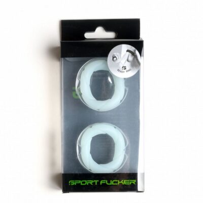 Glow-in-the-dark clear liquid silicone cock rings two-pack by 665 Leather