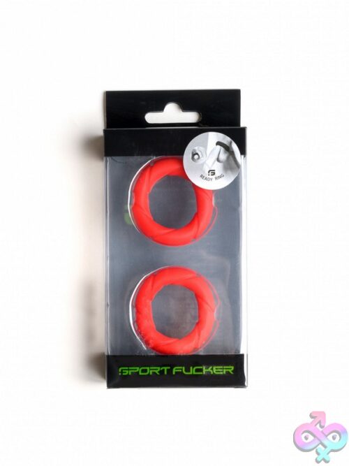 Sport Fucker Ready Rings 2-Pack Silicone Cock Rings In Black Blue And Red
