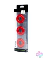 Stretchy red TPR cock ring 3-pack by 665 Leather