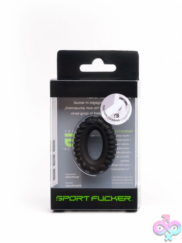 Discreet-Toys-Sport-Fucker-Traction-Ring-Nu-65L-23303 Sport Fucker Traction Ring Black Liquid Silicone Cock Ring By 665 Leather