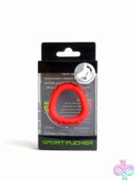 Sport Fucker Trailblazer liquid silicone cock ring in blue and red