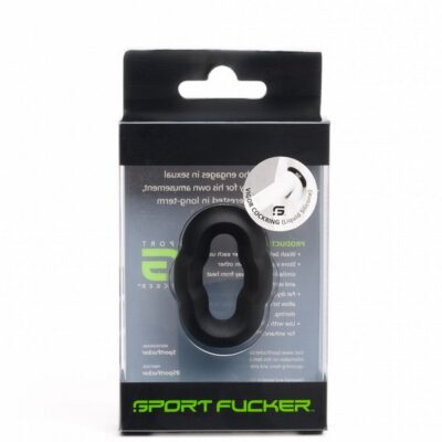 Minimalist black liquid silicone cock ring by 665 Leather shown against clean white background
