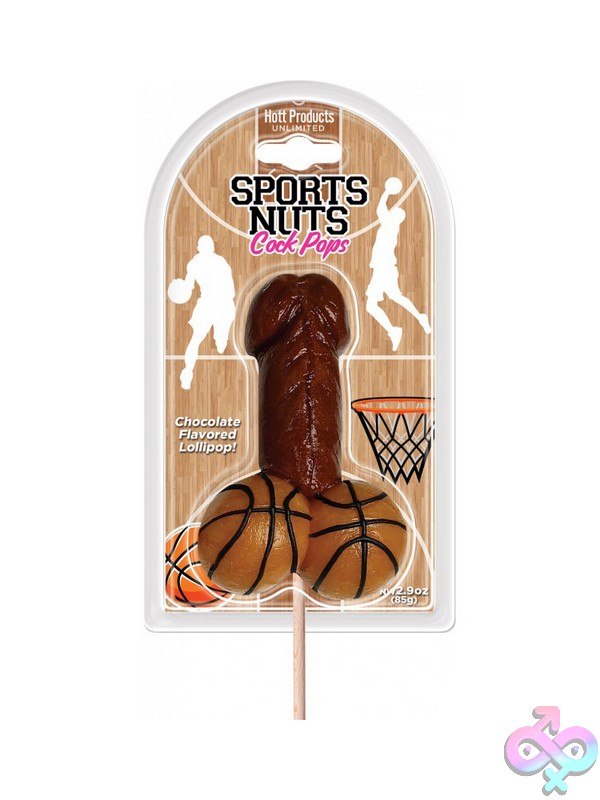 Discreet-Toys-Sports-Nuts-Cock-Pop-Basketballs-Chocolate-Nu-Hp-3591 Orange Chocolate-Flavored Basketball Novelty Candy Pops With Balls Design By Hott Products