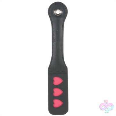 12 inch leather impression paddle heart cutout black by Sportsheets
