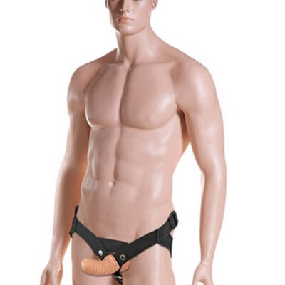 Everlaster Stud strap-on kit by Sportsheets with black harness and hollow dildo