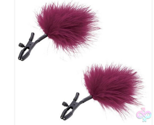 Sportsheets Sex Toys - Sex and Mischief Enchanted Feather Nipple Clamps - Burgundy