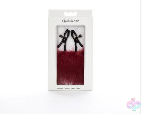 Sportsheets Sex Toys - Sex and Mischief Enchanted Feather Nipple Clamps - Burgundy